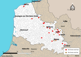 Kaart van gemeenten met Seveso-sites