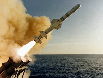 RGM-84 Harpoon firing from USS Leahy in 1983