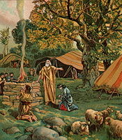 Abram Called To Be a Blessing (illustration from a Bible card published 1906 by the Providence Lithograph Company) Abram Called To Be a Blessing.jpg