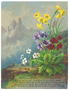 Aiguille du Dru, chromolithograph by Helga von Cramm, with F.R. Havergal verse, 1870s.