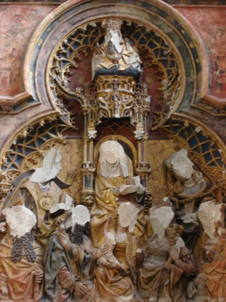 Altar piece in St. Martin's Cathedral, Utrecht, attacked by Calvinists in the Beeldenstorm in 1566. This retable became visible again after restoratio