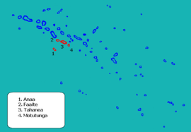 Vyznačenie atolov komunity Anaa v súostroví Tuamotu