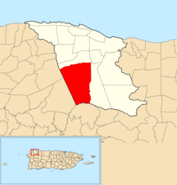 Местоположението на Arenales Altos в община Изабела е показано в червено