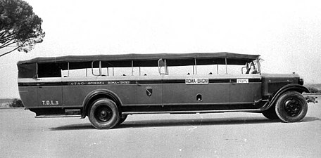Italiensk Torpedone kabrioletbuss i Roma, 1930-tallet.