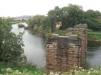 The legacy of the Beeching Axe with the bridge decking spanning the River Wye demolished on Backney Bridge. Backney Bridge - geograph.org.uk - 566735.jpg