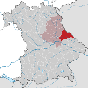 Beliggenheden af Landkreis Cham i Bayern (klikbart kort)