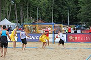 Deutsch: Beachhandball Europameisterschaften 2019 (Beach handball Euro); Tag 2: 3. Juli 2019 – Männer, Vorrunde Gruppe A, Deutschland-Norwegen 2:0 (20:18, 28:12) English: Beach handball Euro; Day 2: 3 July 2019 – Women Preliminary Round Group A – Men Preliminary Round Group A – Germany-Norway 2:0 (20:18, 28:12)