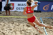 Deutsch: Beachhandball Europameisterschaften 2019 (Beach handball Euro); Tag 4: 5. Juli 2019 – Frauen, Viertelfinale, Kroatien-Ukraine 2:0 (21:20, 21:18) English: Beach handball Euro; Day 4: 5 July 2019 – Quarter Final Women – Croatia-Ukraine 2:0 (21:20, 21:18)