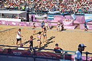 Deutsch: Beachhandball bei den Olympischen Jugendspielen 2018; Tag 3, 9. Oktober 2018; Jungs, Vorrunde, Gruppe B - Argentinien-Hongkong 2:0 English: Beach handball at the 2018 Summer Youth Olympics at 9 October 2018 – Girls Preliminary Round Group B – Argentina-Hing Kong 2:0