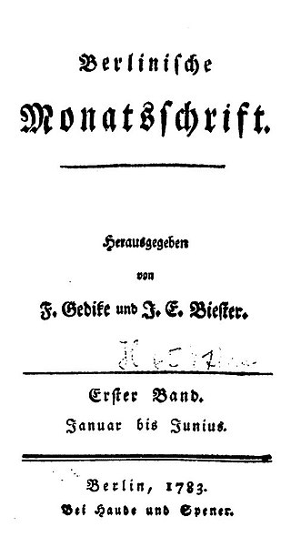 <i>Berlinische Monatsschrift</i> Periodical literature