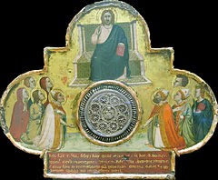 Bernardo Daddi, Christ Enthroned with Saints Sebastian, Leo, Alexander, Peregrine, Philip, Rufianiaus, Justa, Concordius and Decentius, 14th century