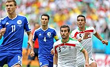 Cousins Edin Dzeko and Emir Spahic both played for Bosnia and Herzegovina Bosnia and Herzegovina vs Iran, 2014 FIFA World Cup march 2014-06-25 07.jpg