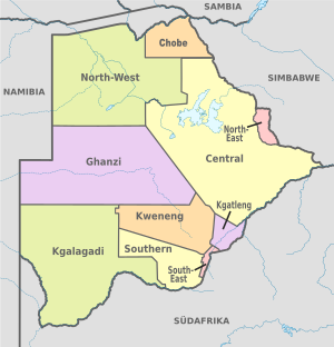 Botswana, administrative divisions - de - colored.svg