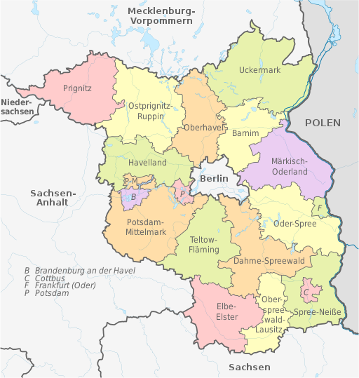 Brandenburg, administrative divisions - de - colored