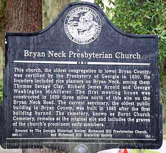 Historical marker Bryan Neck church historical marker, Bryan County, GA, US.jpg