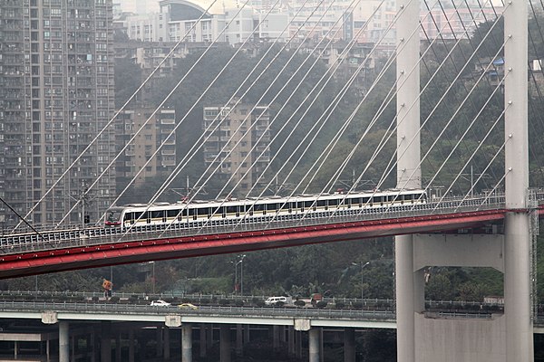 A Loop line train running on Gaojiahuayuan Bridge