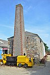 Calciner with attached chimney to south of dressing plant at King Edward Mine