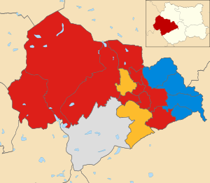 2019 local election results in Calderdale Calderdale UK ward map 2019 Election.svg