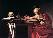San Jeronimo idazten, Caravaggio. 1606