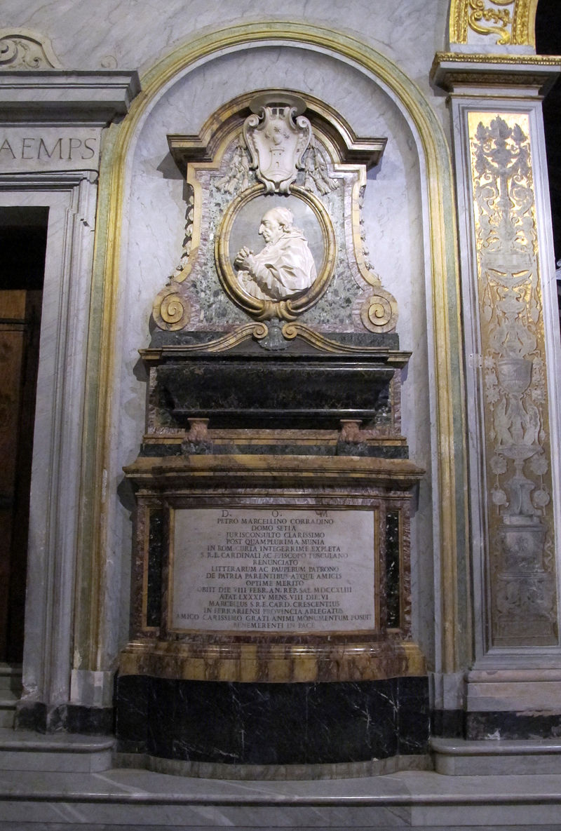 Cenotafio del cardinale pietro marcellino corradini, con busto di filippo della valle (1745).JPG