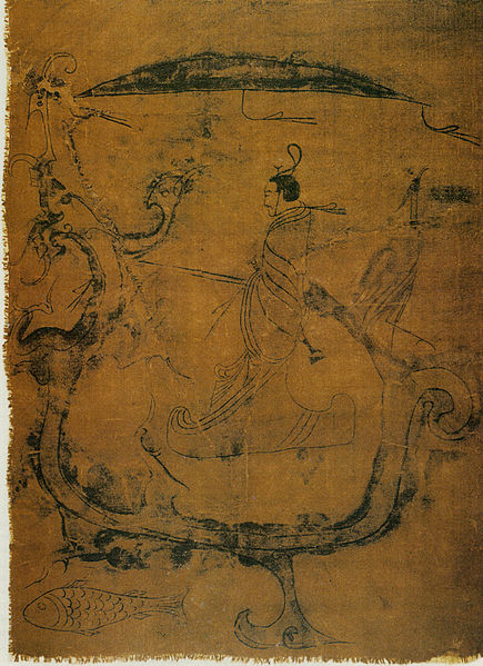 Man wearing a shenyi, from the Silk painting depicting a man riding a dragon.