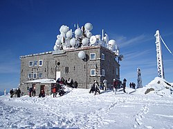 The weather station on Cherni Vrah in winter.