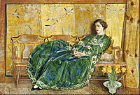 Childe Hassam, april (de groene jurk), 1920