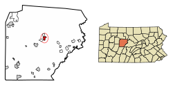Location of Clearfield in Clearfield County, Pennsylvania.