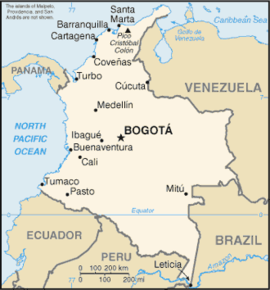 Kart over Republikken Colombia