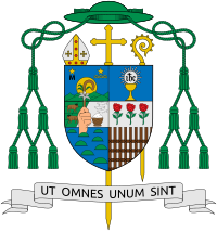 Coat of arms of Jesus Aputen Cabrera as Bishop of Alaminos.svg