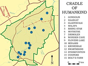 Poziția localității Kromdraai