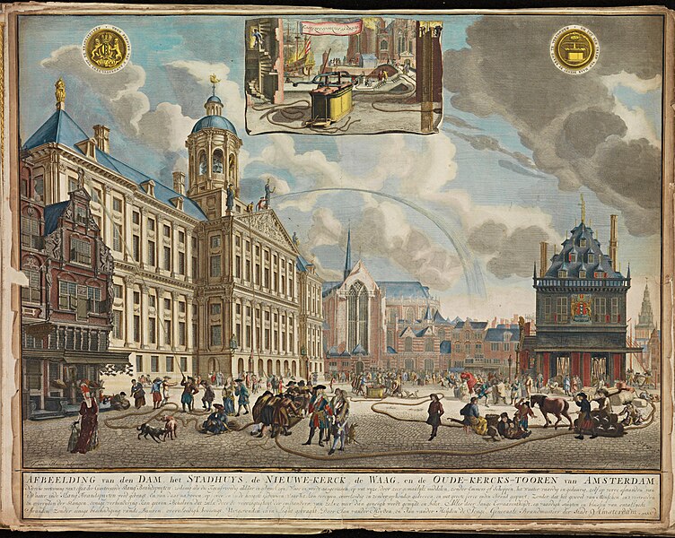 File:De Dam, Stadhuis, Nieuwe Kerk, Waag, Oudekerkstoren van Amsterdam 1699 Frederick de Wit.jpg