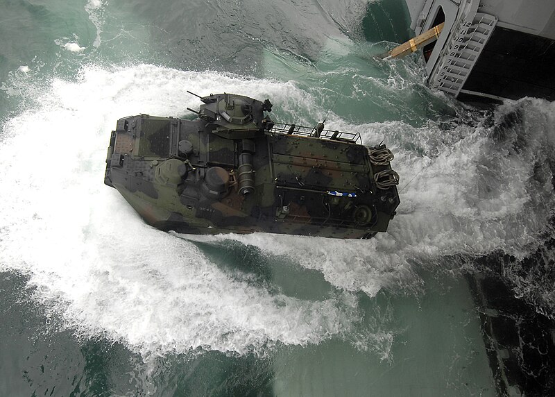 File:Defense.gov News Photo 100707-N-8283S-116 - A U.S. Marine Corps amphibious assault vehicle launches from the well deck of the amphibious assault ship USS Boxer LHD 4 in the Pacific Ocean on.jpg