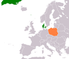 نقشهٔ موقعیت دانمارک و لهستان.