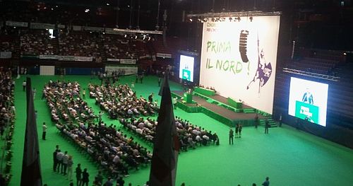 Roberto Maroni speaks at the federal congress in Milan, 1 July 2012