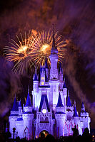 Fireworks show over Cinderella Castle at closing hour. Disneyworld, Orlando 2010