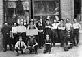 This photograph taken in 1915 of the staff of the Austral Carriage Company shows the facade of what is now beneath the Claver Theatre and Consilo Aquatic Complex. This facade is heritage listed and provides part of the All Hallows' School Boundary Street fence line.