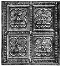 Part of the first Bronze Door of the Baptistery at Florence, by Andrea Pisano.