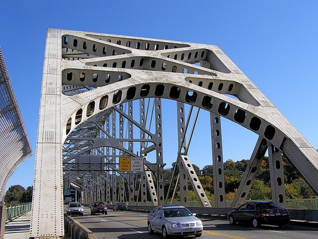 The Easton–Phillipsburg Toll Bridge, which connects Easton in Northampton County with Phillipsburg in northwestern New Jersey in the Lehigh Valley, in
