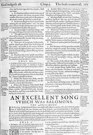 <span class="mw-page-title-main">Ecclesiastes 12</span> Twelfth chapter of the biblical book Ecclesiastes