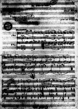 Página de partitura manuscrita