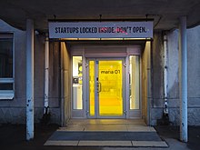 In 2016 the hospital premises were converted into the startup company complex Maria 01. Entrance to Maria 01.jpg