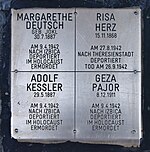 Memorial stone for Margarethe Deutsch, Risa Herz, Adolf Kessler, Geza Pajor.JPG