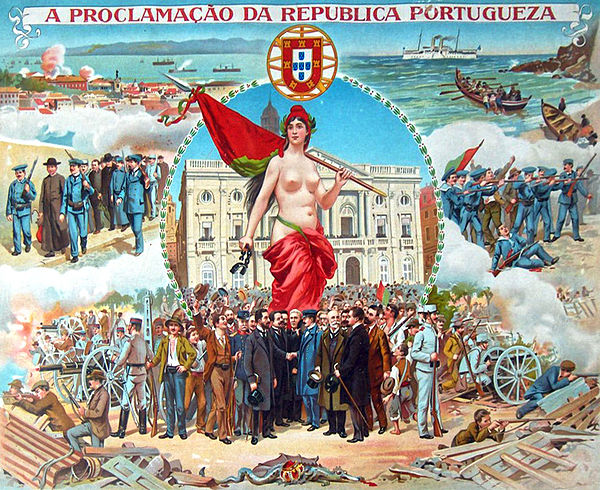 Contemporary commemorative illustration of the Proclamation of the Portuguese Republic on 5 October 1910.