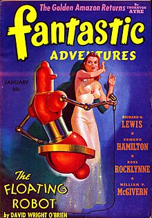 O'Brien's novella The Floating Robot was the cover story for the January 1941 issue of Fantastic Adventures, illustrated by Harold W. McCauley