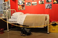 A firefighter's bunk with uniform ready to wear in the San Antonio Fire Museum in San Antonio, Texas Firefighter's bunk at San Antonio Fire Museum IMG 4641.JPG