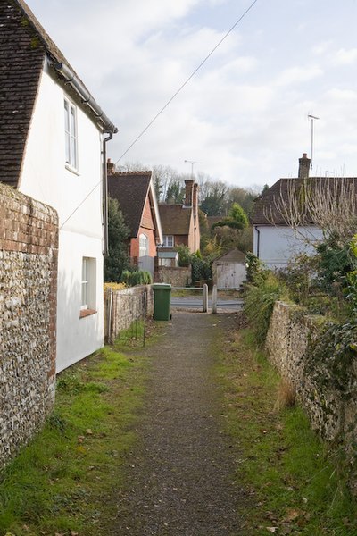 File:Footpath from the church emerges onto the A32, West Meon - geograph.org.uk - 620123.jpg