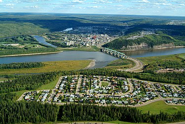 Fort McMurray is the Regional Municipality of Wood Buffalo's urban service area. Fort mcmurray aerial.jpg
