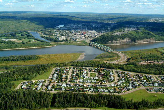 The City of Fort McMurray on the banks of the Athabasca River