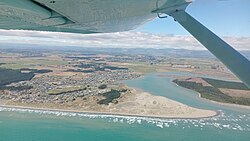 Foxton beach and manawatu river seen form an Cessna 152